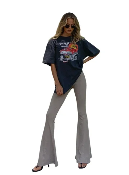 Princess Polly Women's Rita Roberts Knit Flare Pant Bootcut Ribbed Tan Size XS 2 - Picture 6 of 7